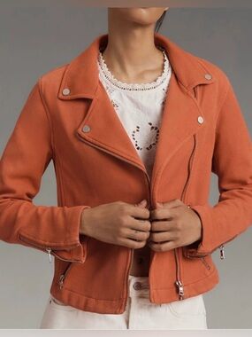 Anthropologie Rust Orange Moto Jacket